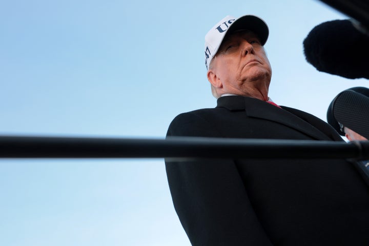 U.S. President Donald Trump speaks to the media after arriving on Air Force One on January 13, 2026 at Joint Base Andrews, Maryland. (Photo by Anna Moneymaker/Getty Images)