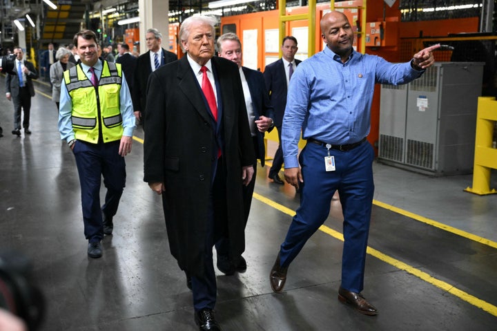 President Donald Trump toured a Ford Motor Company plant in Dearborn, Michigan, on Tuesday.