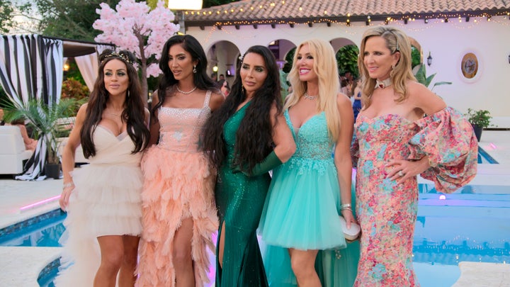 From left: Maria Cozamanis, Ro-Mina Ustayev, Taja Abitbol, Rosalyn Yellin and Hilary Musser in "Members Only: Palm Beach."