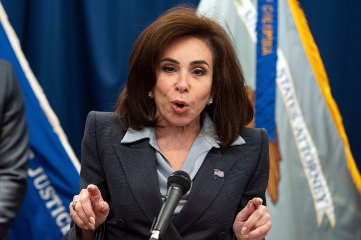 U.S. Attorney Jeanine Pirro announces a Scam Center Strike Force to go after crypto investment fraudsters who are targeting Americans to the tune of 10 billion a year, Wednesday, Nov. 12, 2025, in Washington. (AP Photo/Cliff Owen)