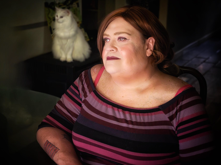 The author and her Turkish Angora cat, Miranda.