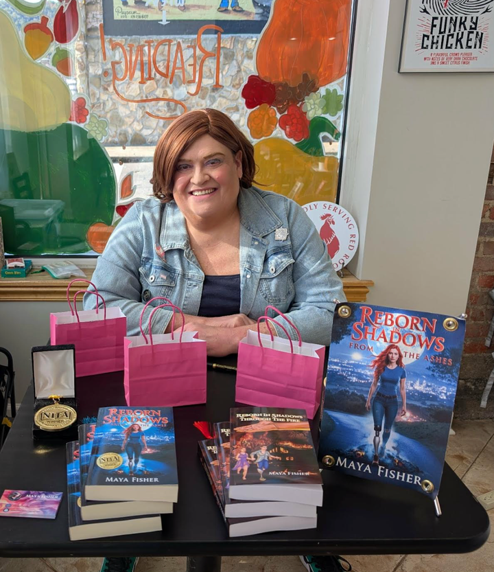 The author at a book signing at the Maple Tree Book Shop + Coffee House in Gate City, Virginia.