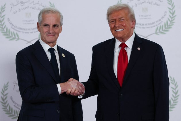 Donald Trump with Norway's Prime Minister Jonas Gahr Støre during a summit to support ending the more than two-year Israel-Hamas war in Gaza last October.