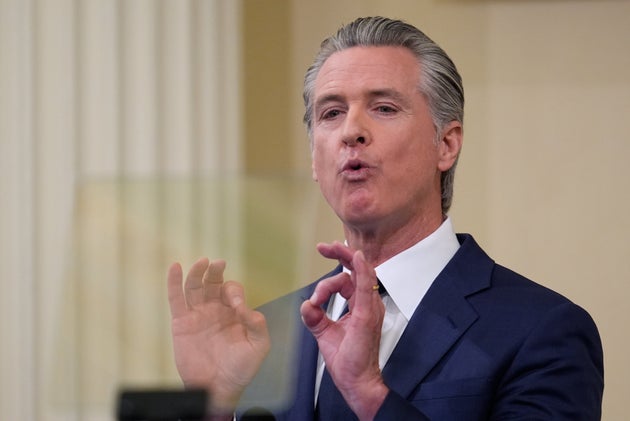 Gavin Newsom speaks during his State of the State address in January.