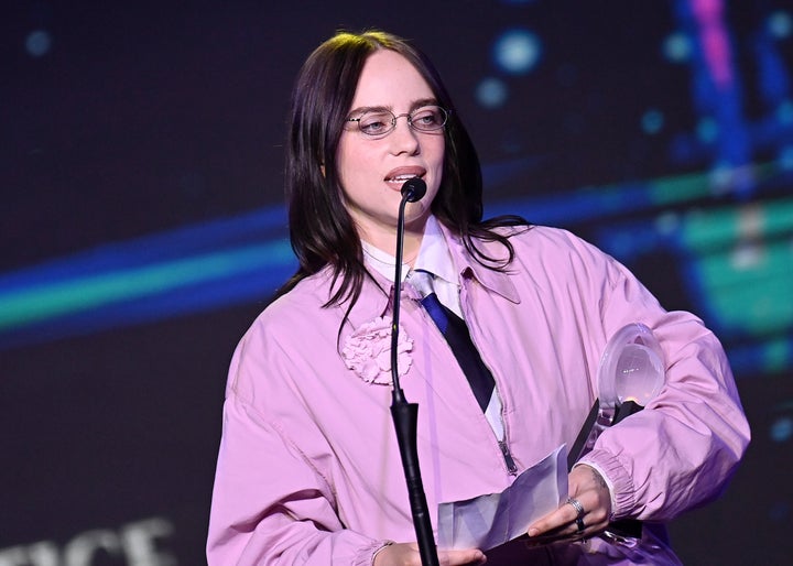 Billie Eilish said at the podium that "peaceful protesters" are "being assaulted and murdered."