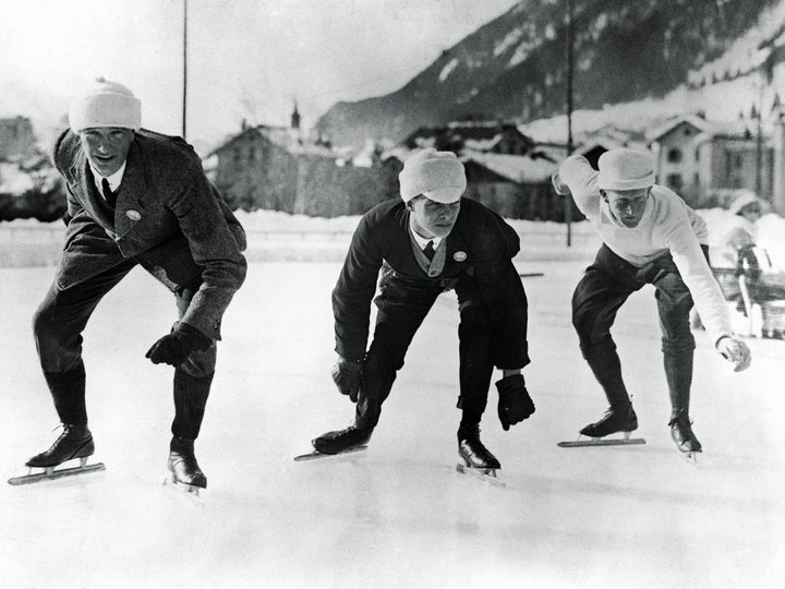 English speed skaters training in Chamonix.