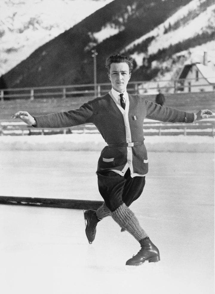Belgian figure skater Freddy Mesot posing during a training session.