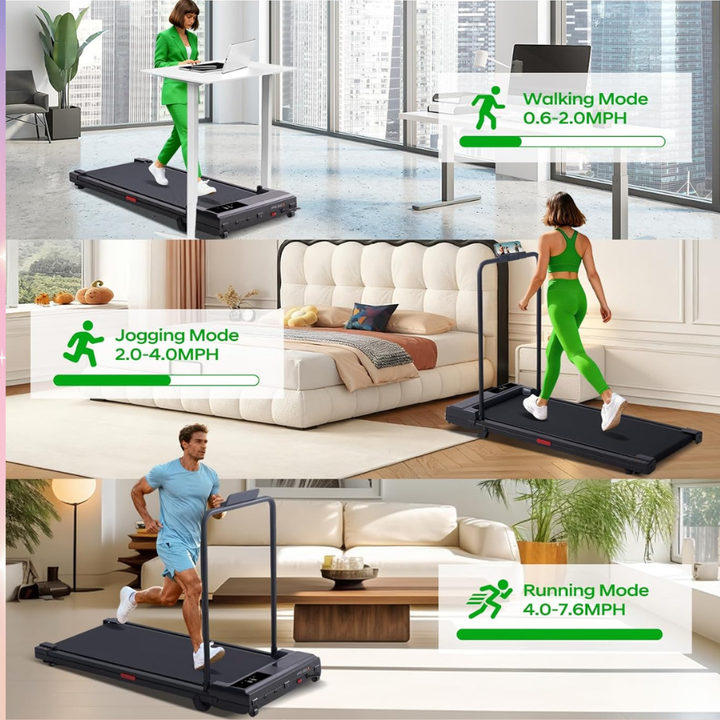 This treadmill has several speed settings.