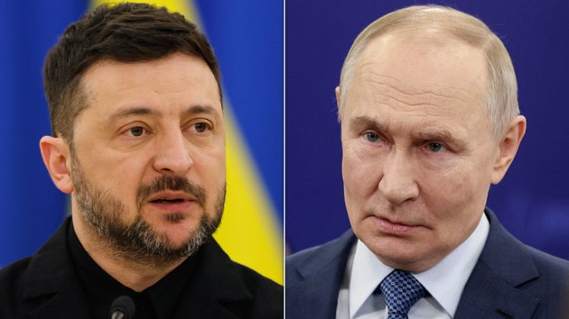 Volodymyr Zelenskyy and Vladimir Putin