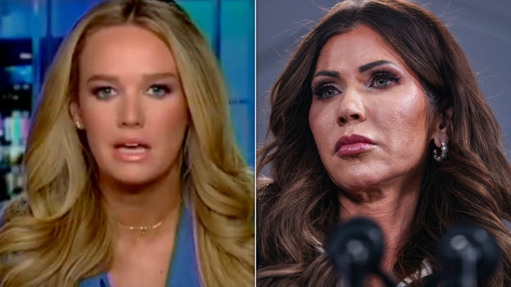 Department of Homeland Security spokesperson Tricia McLaughlin (left) evaded a question about whether the department stands by DHS Secretary Kristi Noem's statement that Alex Pretti was a "domestic terrorist."