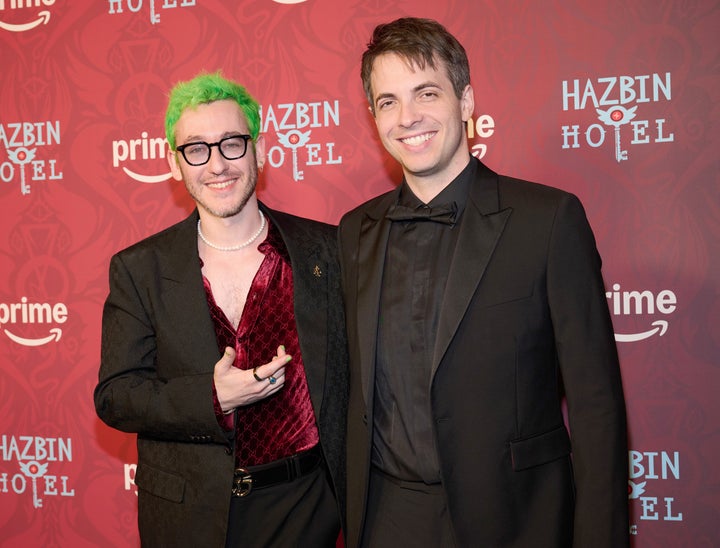 Sam Haft, left, and Andrew Underberg have written more than 70 songs for "Hazbin Hotel." The pair met in high school in New York City. 