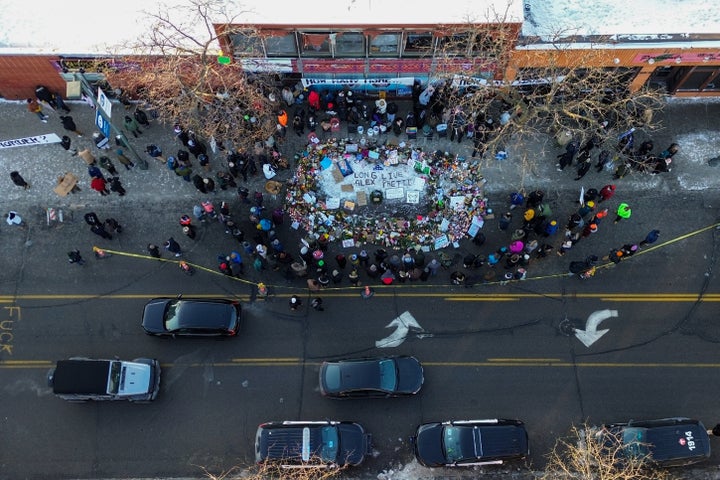 Protesters hold a vigil on Jan. 25, 2026, for Alex Pretti, the man fatally shot by federal immigration enforcement in Minneapolis.