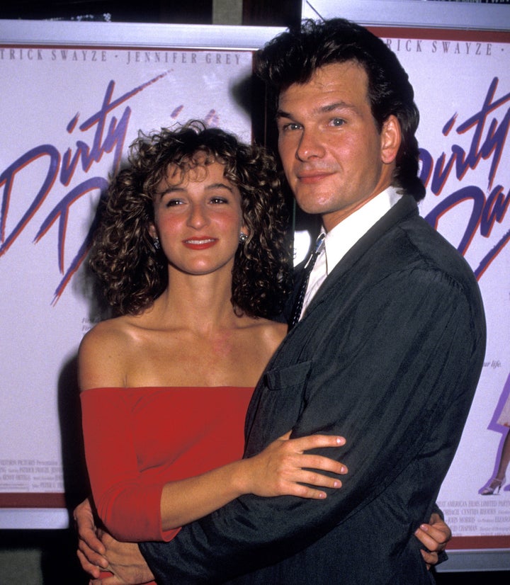 Jennifer Gray and Patrick Swayze attend the New York premiere of 