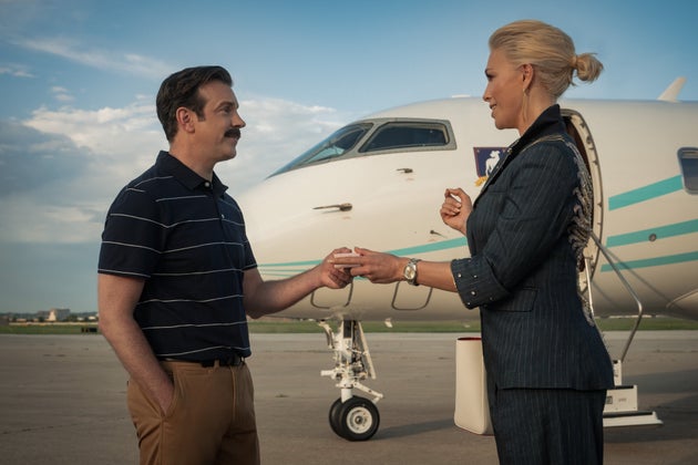 Jason Sudeikis and Hannah Waddingham in season four of Ted Lasso