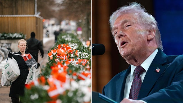 A Dane putting Danish flags outside the US embassy, and Donald Trump