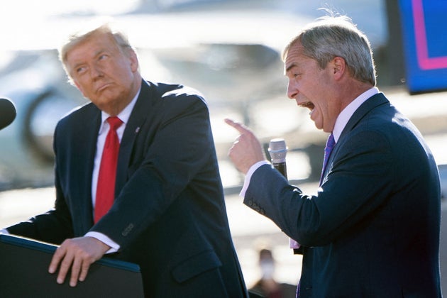 Donald Trump and Nigel Farage on the presidential campaign trail in 2020.