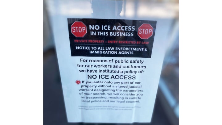 These signs are plastered on the doors and windows of schools across the Columbia Heights Public School District. ICE agents drive up and down the streets by these schools every day, sometimes even driving onto school property to look for brown and Black students to harass.