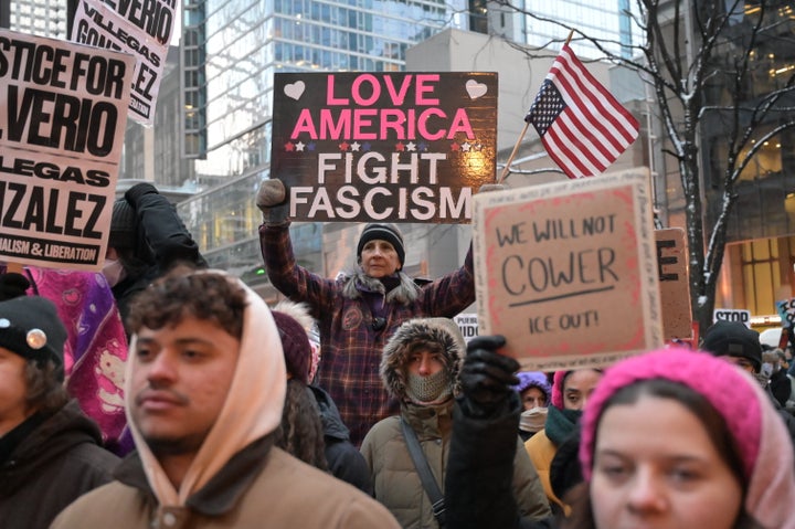 Protesters gather at Federal Plaza on January 30, 2026, in Chicago, Illinois, as part of a 'Nationwide Shutdown' and general strike. (Photo by Jacek Boczarski/Anadolu via Getty Images)