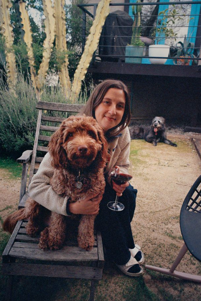 The author with her dogs Flynn and Suki in May 2025.