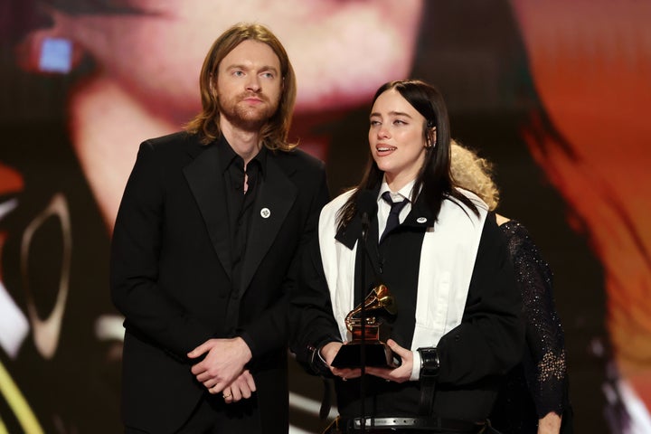 Finneas O'Connell and Billie Eilish accept the award for Song of the Year for “WILDFLOWER.”