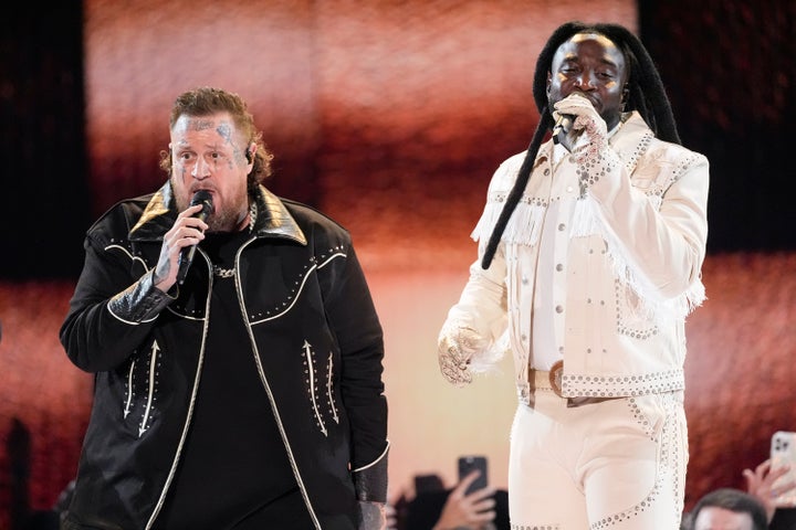 Jelly Roll and Shaboozey on stage together last year