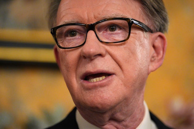 UK's ex-ambassador to the United States, Peter Mandelson, speaks during a reception at the ambassador's residence on Feb. 26, 2025 in Washington.