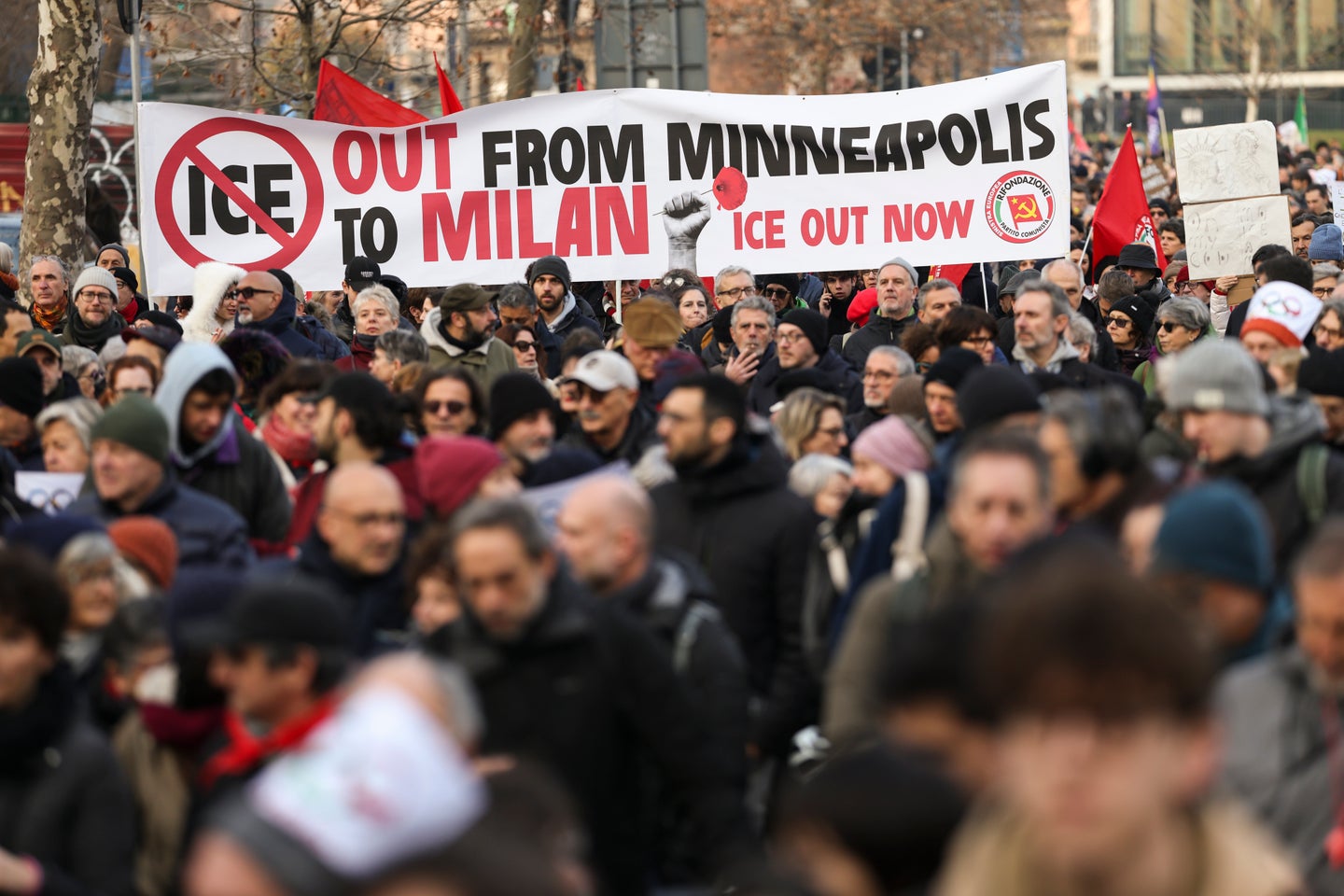 Hundreds Protest In Italy Against ICE Presence At Milan Cortina Winter ...