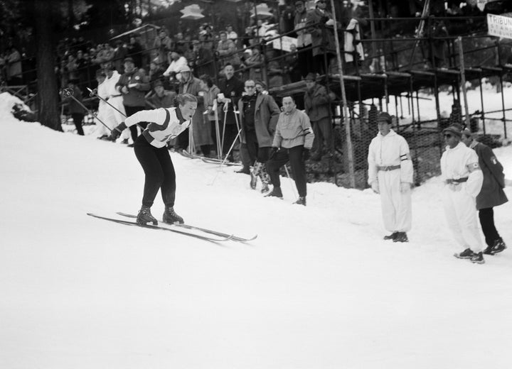 Canada’s Lucile Wheeler finishing in sixth place in the women’s giant slalom.