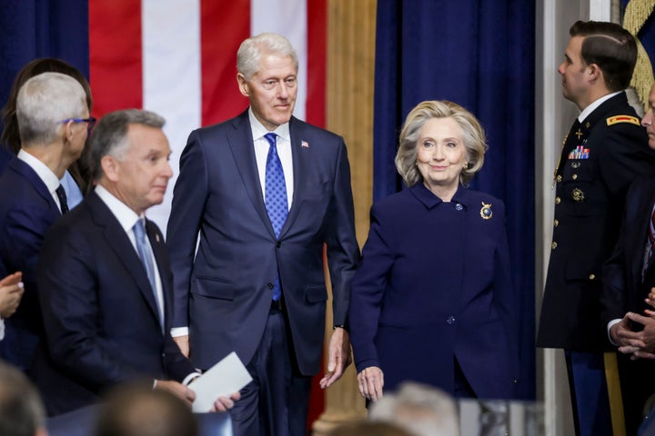 President Bill Clinton and former US Secretary of State Hillary Clinton, here as President Donald Trump's Jan. 2025 inauguration ceremony, agreed to testify in front of the House Oversight Committee after months of snubbing subpoenas.