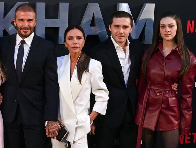Sir David and Victoria Beckham with their son and daughter-in-law, Brooklyn and Nicola Peltz Beckham