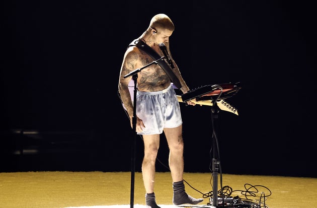 Justin Bieber on stage at the 2026 Grammy Awards