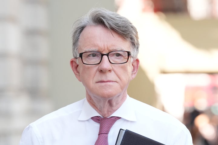 Then-U.K. Ambassador to the U.S., Lord Peter Mandelson arrives at the Cabinet Office in central London on June 18, 2025.