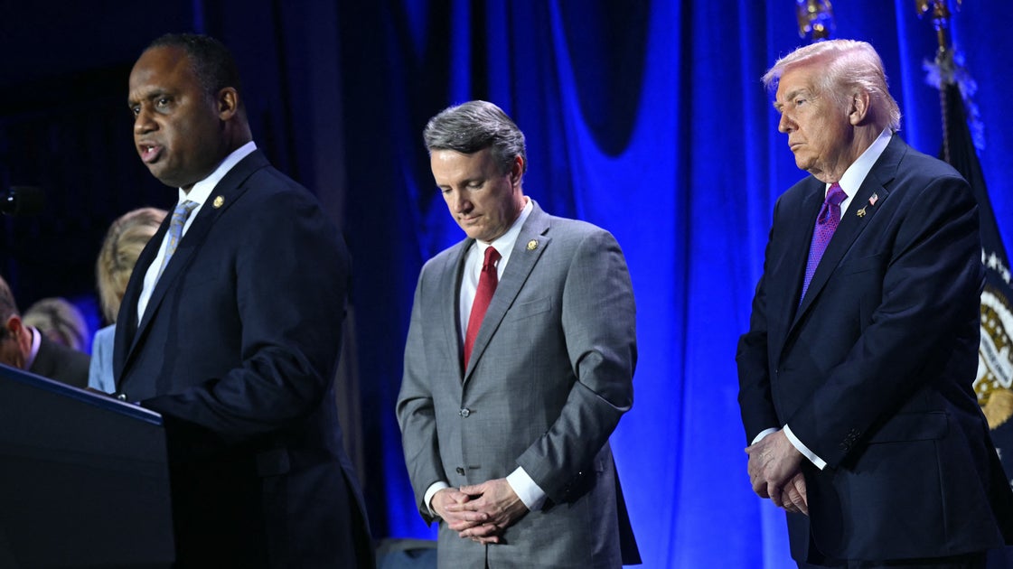 Trump Awkwardly Stands Behind Democratic Congressman Who Makes Urgent Plea During Prayer - HuffPost by Senior Reporter