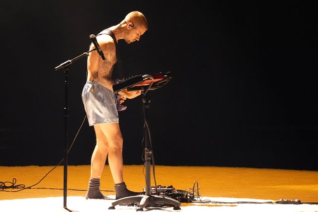 Justin Bieber performing Yukon in just socks and boxers during Sunday night's Grammys ceremony