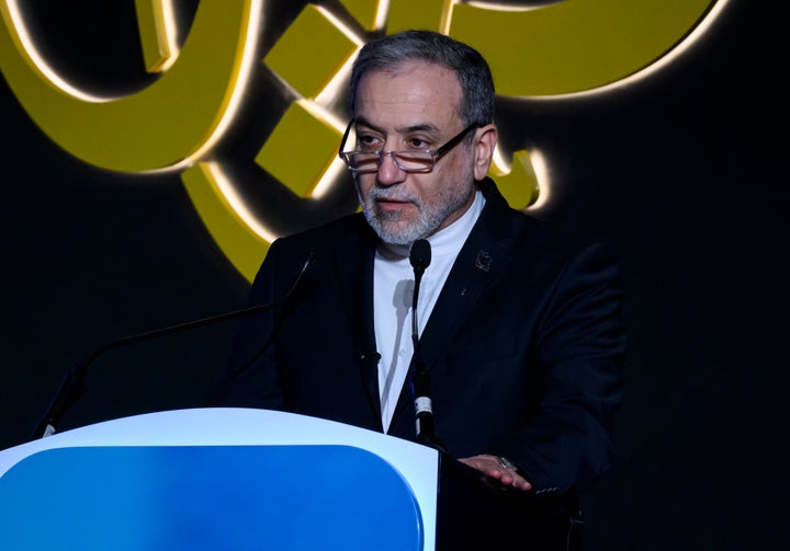 Iranian Foreign Minister Abbas Araghchi delivers the opening keynote speech during the 17th Al Jazeera Forum, themed ''The Palestinian Cause and the Regional Balance of Power in the Context of an Emerging Multipolar World,'' in Doha, Qatar, on February 7, 2026 (Photo by Noushad Thekkayil/NurPhoto via Getty Images).
