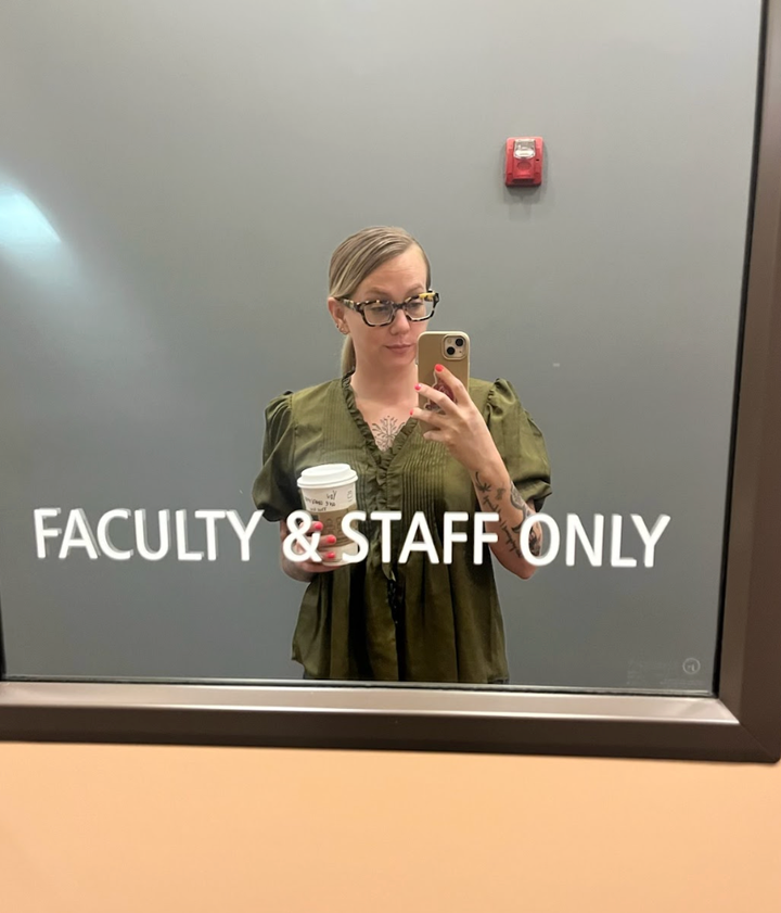 "Reheating coffee after an 8 a.m. class. After office hours, I'll drive two hours to teach an afternoon class at another college," the author writes.