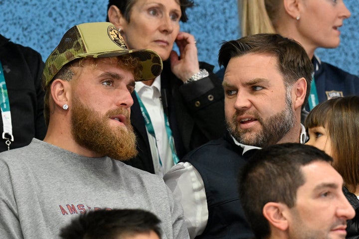 Jake Paul and JD Vance attend the US women's hockey game at the Winter Olympics. 