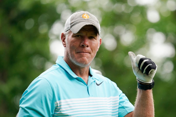 Favre at a celebrity golf game in Madison, Wisconsin, in 2022.