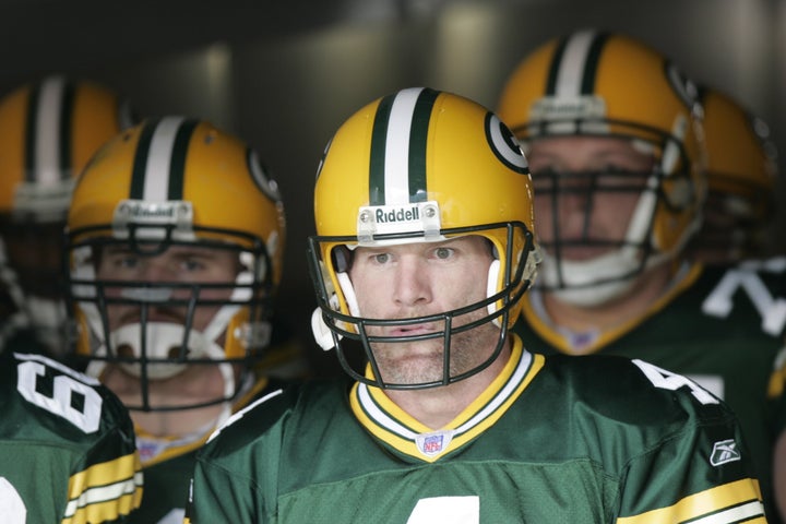 Brett Favre playing for the Green Bay Packers in 2006 at Lambeau Field in Green Bay, Wisconsin.