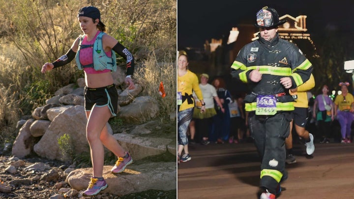 Amy Goblirsch (left) is an ultramarathoner and nutritionist, and Rob Verhelst competes in Ironmans wearing his full firefighter gear.