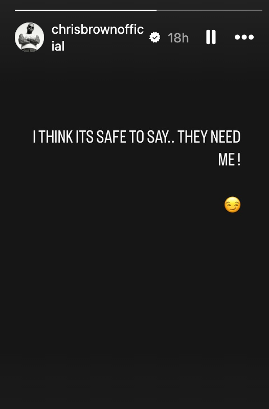 Chris Brown's Instagram Story on Sunday.