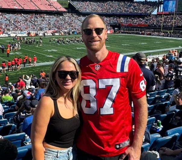Seamus Culleton and his wife, Tiffany, at a football game in a photo published on Facebook in 2024.