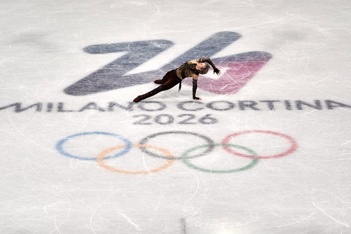 American Ilia Malinin competes in Milan on Tuesday. The two-time reigning world champion was rewarded with 108.16 points for his program. (AP Photo/Stephanie Scarbrough)