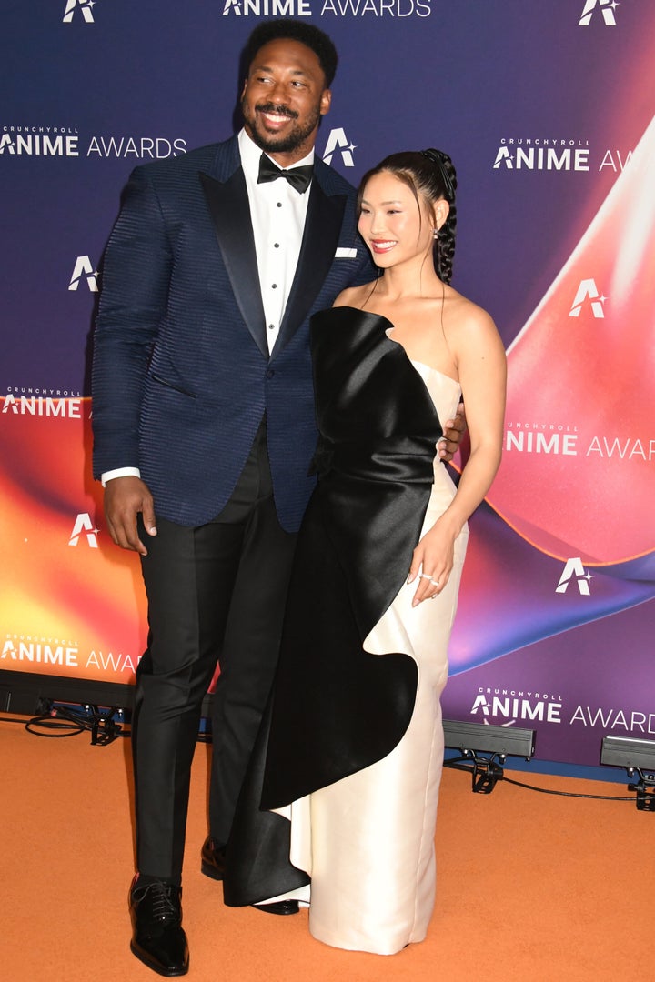 Myles Garrett and Chloe Kim attend an event in Tokyo on May 25.