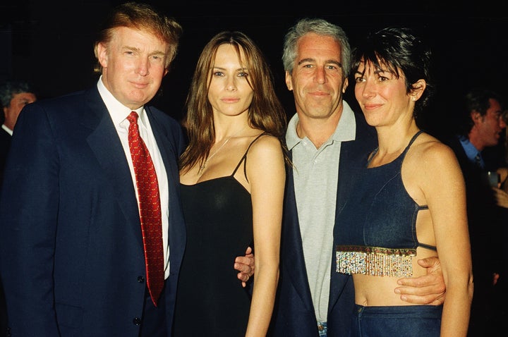 Trump with his then-girlfriend Melania Trump, Epstein and Maxwell at Mar-a-Lago in 2000.