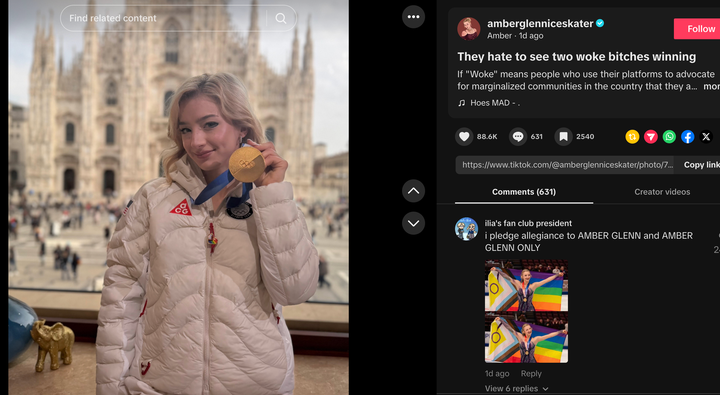 Amber Glenn's TikTok post hit hard at her detractors.