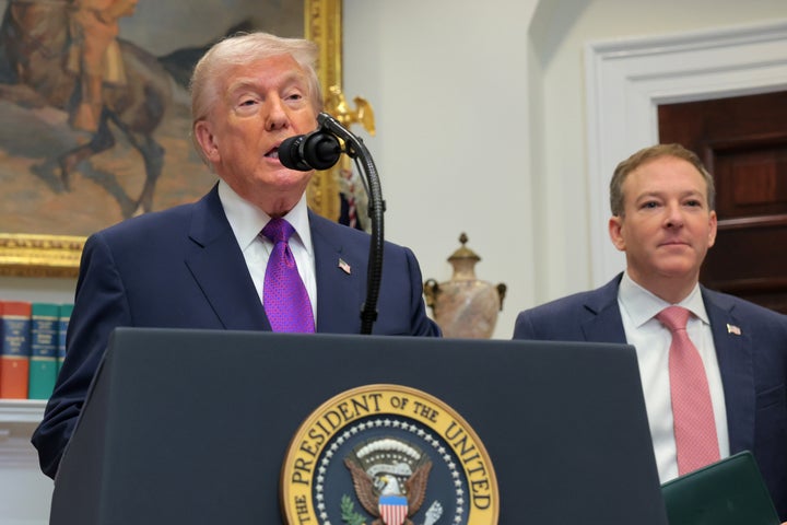  U.S. President Donald Trump (L) speaks alongside U.S. Environmental Protection Agency Administrator Lee Zeldin during an event to announce a rollback of the 2009 Endangerment Finding in the Roosevelt Room at the White House on February 12, 2026 in Washington, DC. The Trump administration will repeal the 2009 central scientific finding that allows the EPA to regulate climate-warming emissions. (Photo by Anna Moneymaker/Getty Images)
