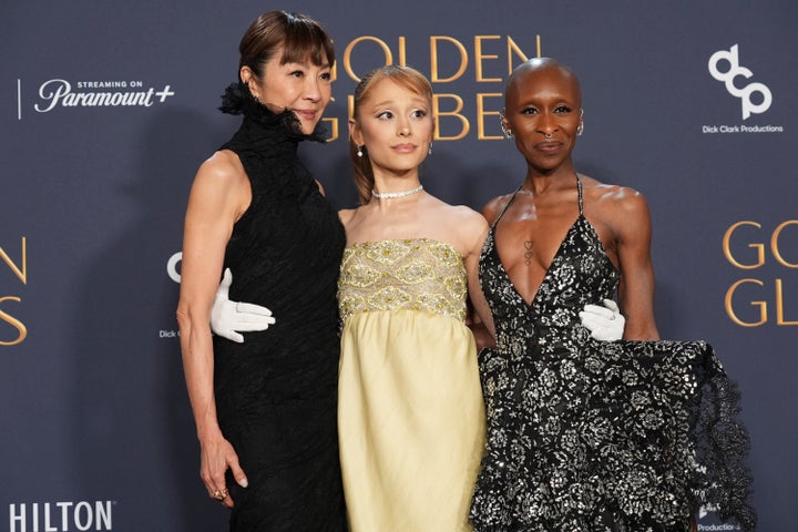 Michelle Yeoh with Wicked co-stars Ariana Grande and Cynthia Erivo