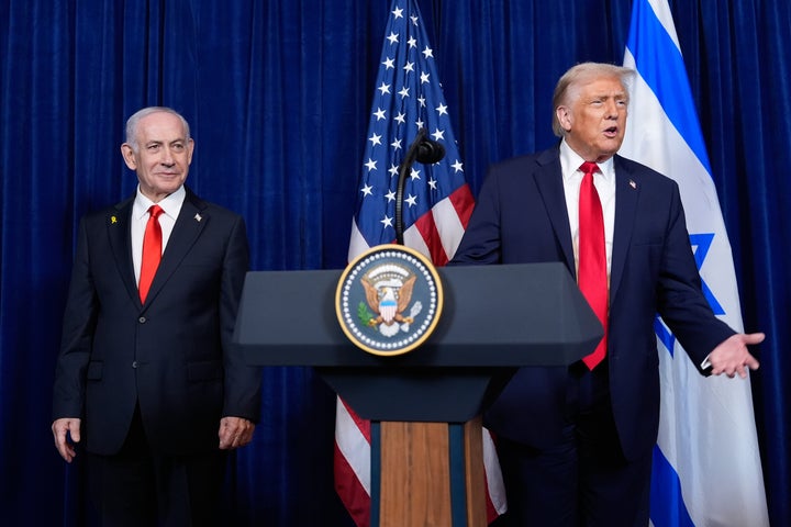 President Donald Trump answers a question from a reporter at the end of a news conference with Israel's Prime Minister Benjamin Netanyahu at Mar-a-Lago, Dec. 29, 2025, in Palm Beach, Fla. (AP Photo/Alex Brandon, file)