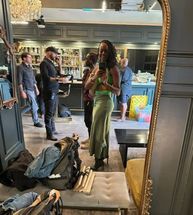 The author on set on her first day of shooting Kings Court.